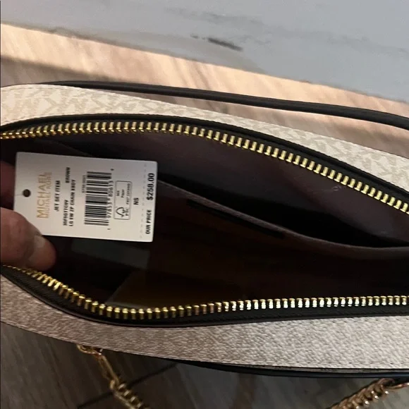 Michael Kors Black and Tan Crossbody Bag with Gold Accents - Picture 5 of 5